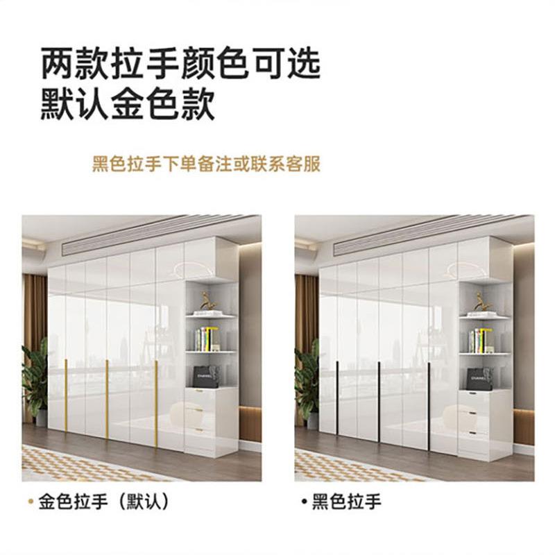 轻奢极简衣柜家用卧室UV亮光实木柜子颗粒板二三四六门组合大衣橱
