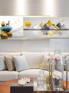 QOV现画代简晶约客厅瓷装饰画抽象背景画新中式墙画装饰挂壁定制