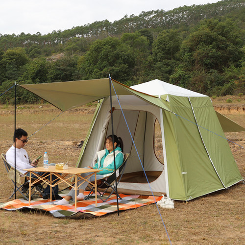 全铝合金帐篷户外全自动3-4人z5人双层加厚防暴雨野营露营速开黑