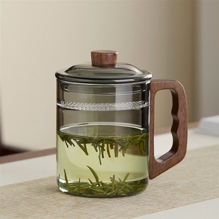 800ML大容量月牙杯耐热玻璃杯泡茶杯家用绿茶过T滤杯高档办公水杯