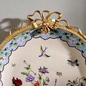 家居软装 陶瓷配铜挂盘墙饰摆件 美式 欧式 墙壁玄关装 饰Y工艺品摆设