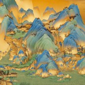 千里江山图客厅沙发背景墙装 饰画新中式 书K房挂画轻奢世界名画壁