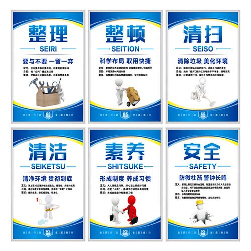 6S管理标语5Sh/7S/8S企业文化宣传海报车间标识牌工厂仓库墙贴kt