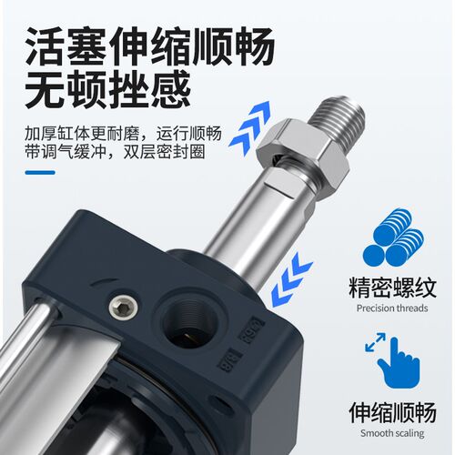 标准气缸SC32*40*50*63*80*100*125*16O0大推力拉杆长行程小型气