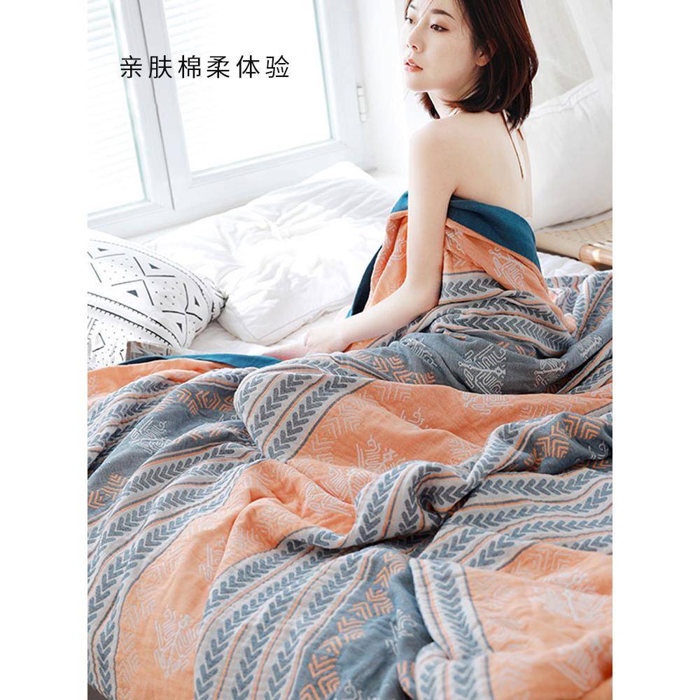 如奕六层人纱布毛巾纯棉成单人被午睡F99J9S5H加厚公办室夏凉被盖