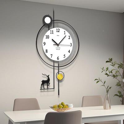创意wb-20240钟挂墙钟表2孔025新时款网红挂简约钟免打简约时尚大