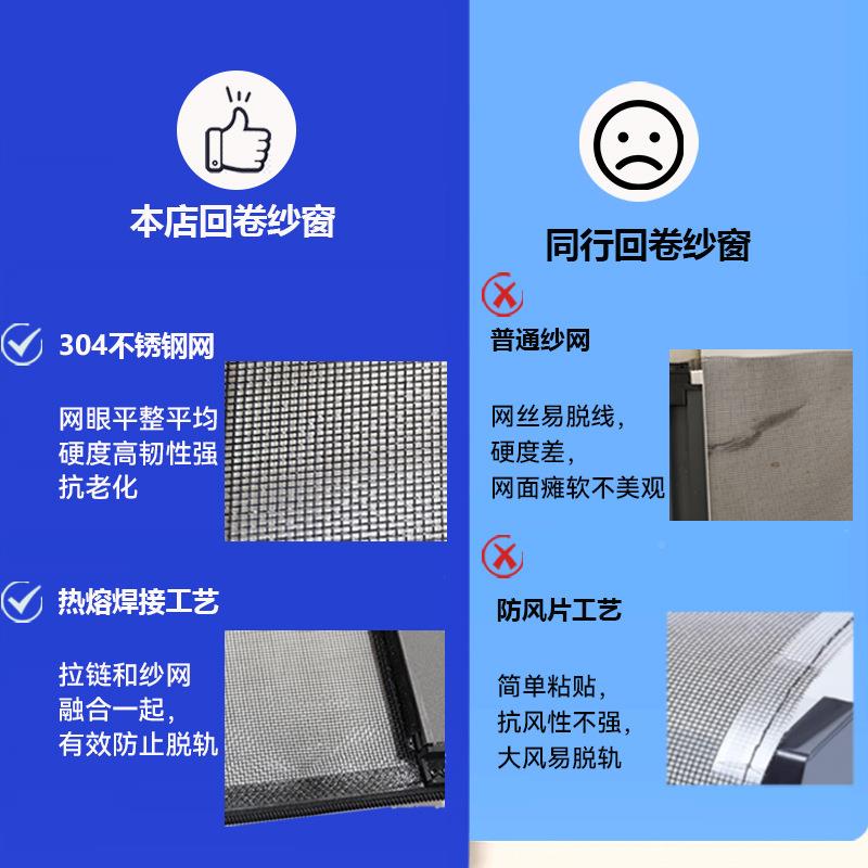自动隐回卷窗XXE纱门防窗蚊防猫卫生间内外开平开铝合金形沙窗网