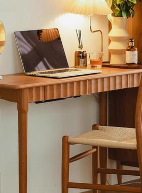 集桌美书桌/实樱桃木桌书桌电脑桌木抽屉小桌窄学习梳妆台RFD化妆