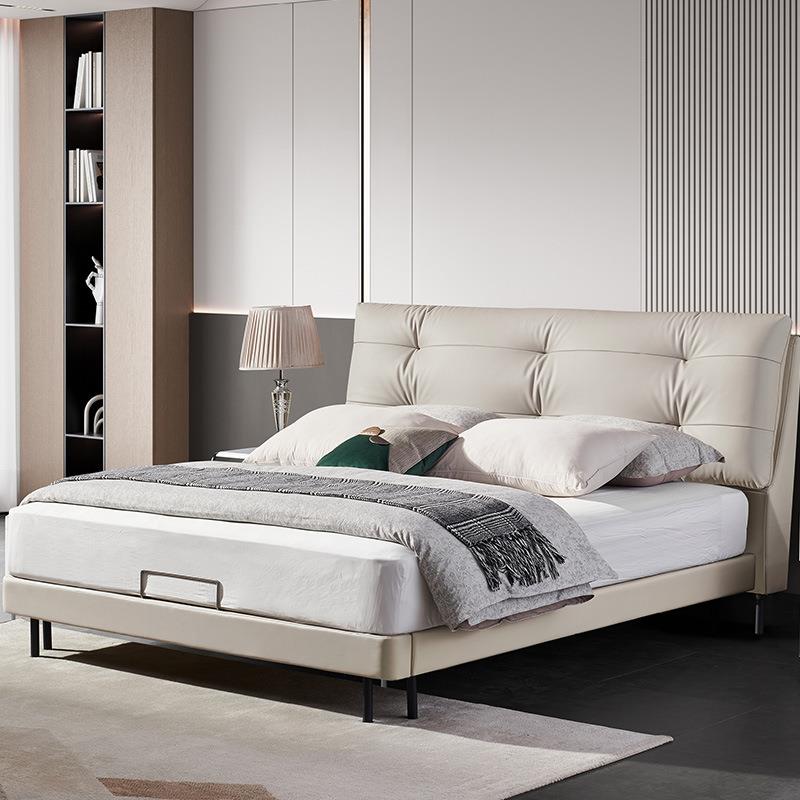 品奶油风仙质床女简室约法式软包床卧WN-C2123乳胶皮云朵双人婚床