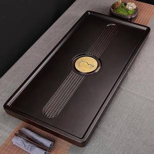 客厅排水办公室仿整块原木茶托盘茶台极凯 黑檀木茶盘实木家用新款