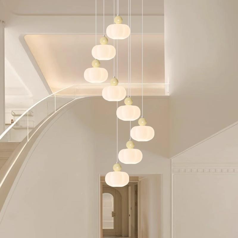 油风代简约新款楼梯吊灯长吊朵现灯别墅复式楼挑空大厅86712创意