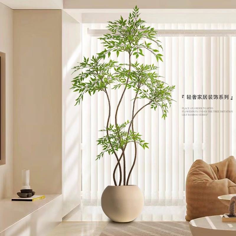假绿植装饰仿真室内盆栽大型落地摆件客厅轻奢防真绿色植物南天竹