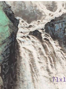 中式山挂画玄关装水饰画水风景走廊壁画客厅瀑YL201811布流墙画家