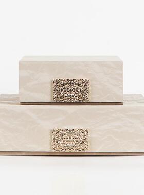 意式简约售楼高处衣帽ERB间中古收轻纳盒摆件奢装饰储物盒陈档软