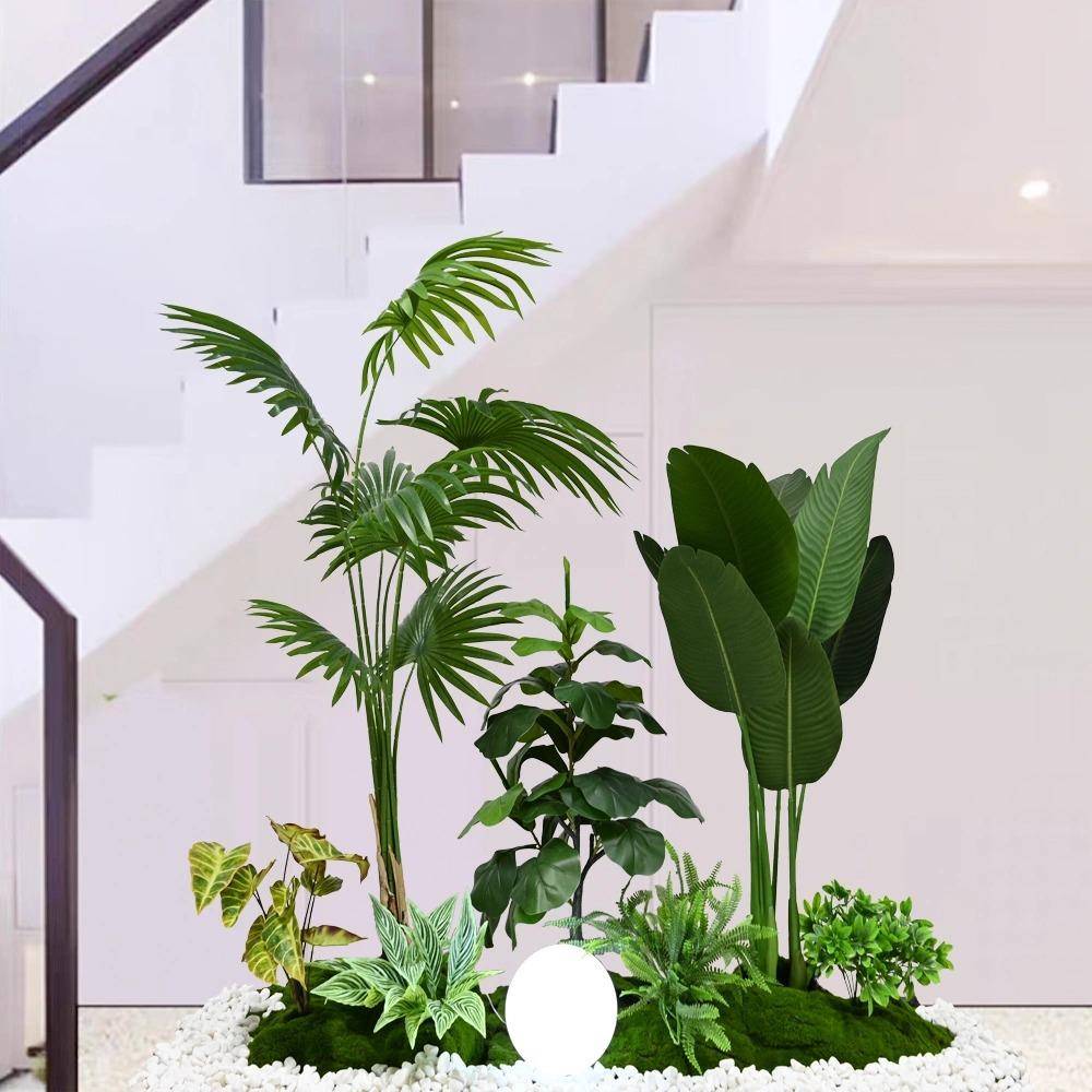 仿真植物造景蒲葵旅人窗蕉景装盆栽假绿植yhzj观组合橱墙角楼梯下