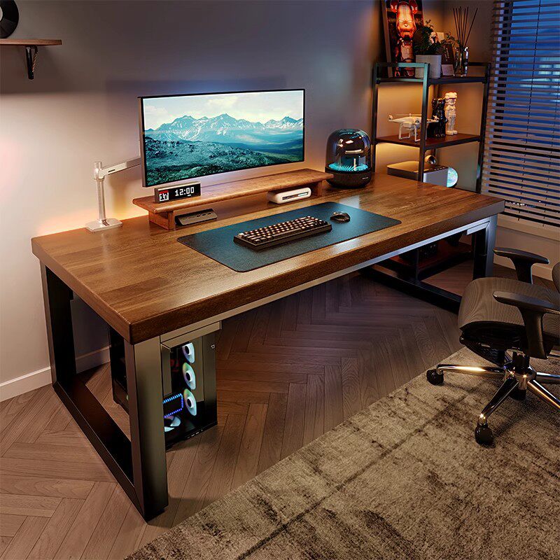 实木电脑桌台式家用电竞桌子卧室长方形学生书桌写字桌双人办公桌