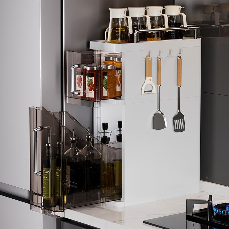 新款房收纳柜调料瓶罐置物架侧面可挂NS-8856不两抽拉调料架层夹