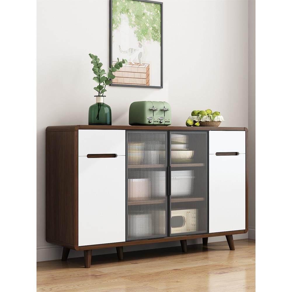 实木餐边柜现代简约客557厅酒柜茶柜厨房储物收柜纳橱水柜一体靠