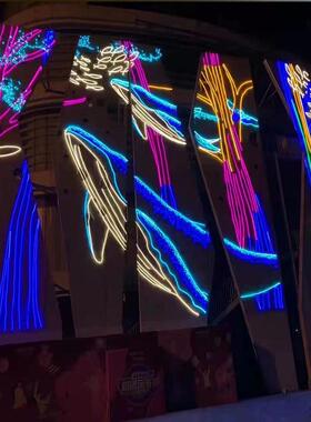 墙体L灯饰幕墙ED灯光陈防水装饰画商超广场外美墙主画题装饰97053