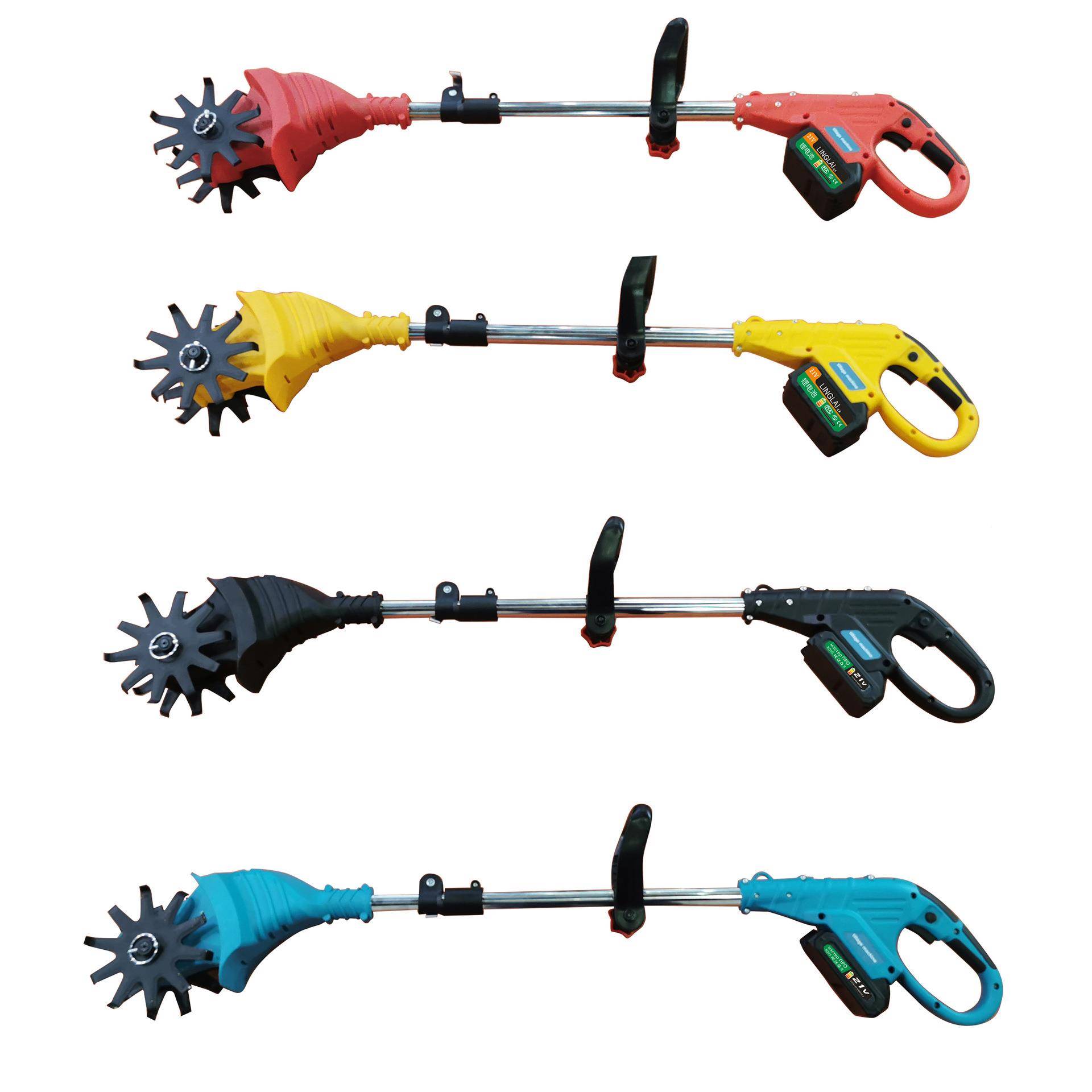 跨境手持2型0V动LHW锂电微耕机松土机农用用翻土家小电锄头旋耕机