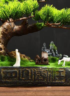 仿真工小景绿装植摆件微景观客厅电视柜盆桌面tb-63944饰摆设假树