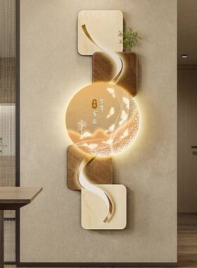 玄关画20道2年对新款高档入户正门装饰OMM画带灯挂画竖5版走廊过