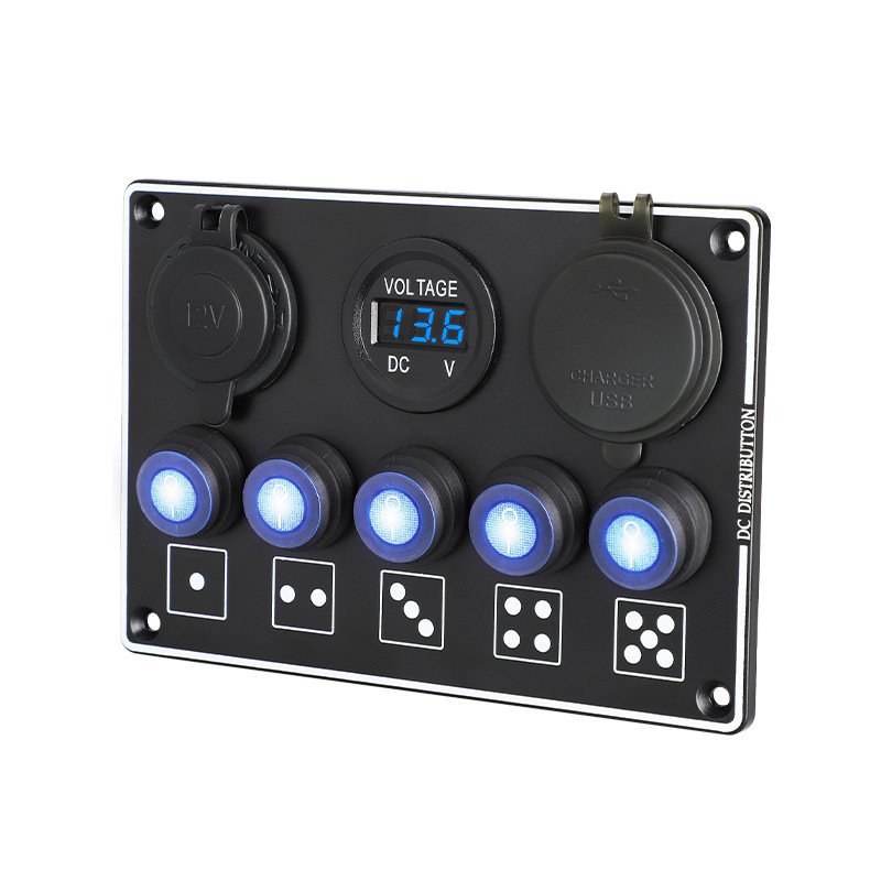 车载充电器TYPOE-C超级快充接口12V24V加装5防水按钮开关面板组合