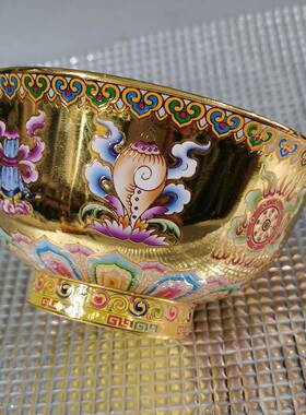 彩铜碗绘铜新款铜彩绘八宝碗器76190摆件铜工艺铜品