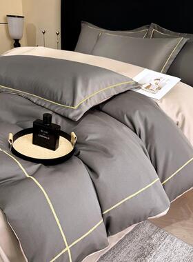 夏季LVI轻奢0支冰丝四件水洗丝被套天丝床单三真8件套床上套用品