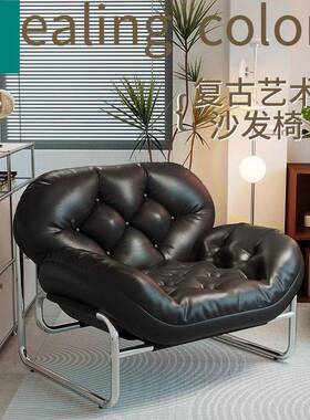 家用懒沙发厅爆款单人沙发椅小户客书房型落地阳台中古风人QVB格