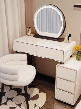 2025新款岩板梳妆现台卧室奶油风迷小你型代约化简妆XWU台收纳柜