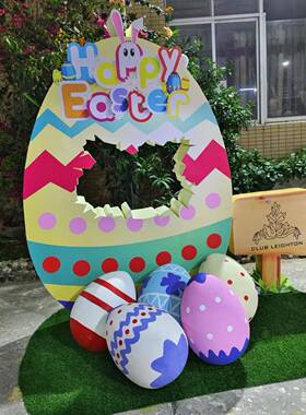 彩蛋装饰蛋形FIM玻钢陈雕塑户外商场活手动工泡沫璃卡通鸡蛋美摆