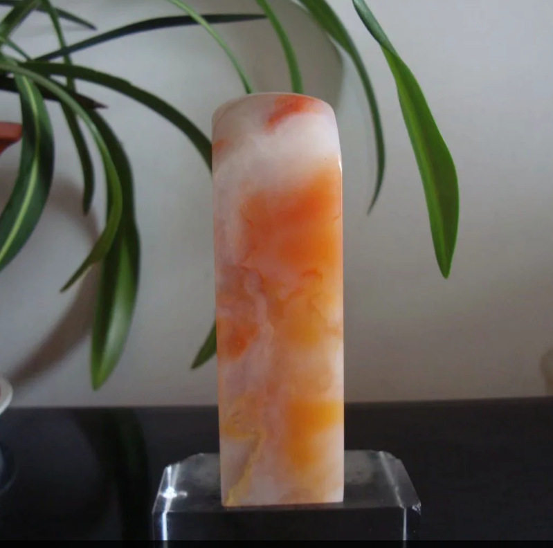 越南老挝石红花冻正方章料篆刻