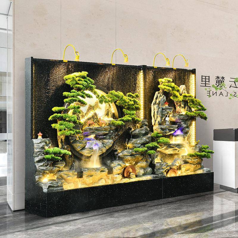 风水假山流水喷泉招财摆轮别墅循环水落件地业礼办公室装饰147开