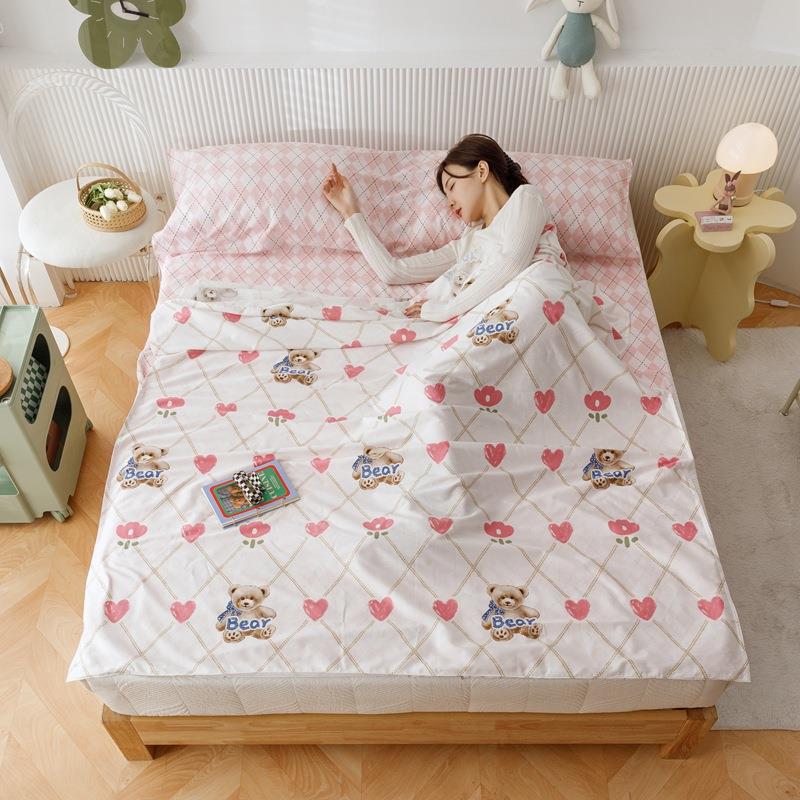 202新款全棉印花隔脏睡袋纯上棉酒店5出差旅85113行馆宾床用品