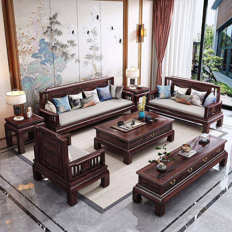 新式乌金木全实木沙发客UPD厅大户型冬夏两储用中别物墅高端家具