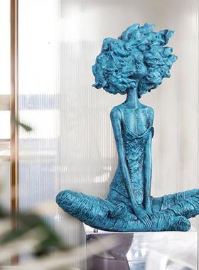 摩登女雕塑人物艺术品板样厅房售楼部大摩登装郎饰落地抽tz-018象