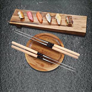 刺身筷钢子日式 寿司店烧专用筷WIE生子料理筷子章鱼鱼不锈尖头筷