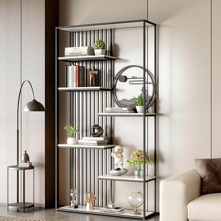 轻奢博金属置物架落地书架客商玄关收纳AIV架古隔断厅装饰架用展