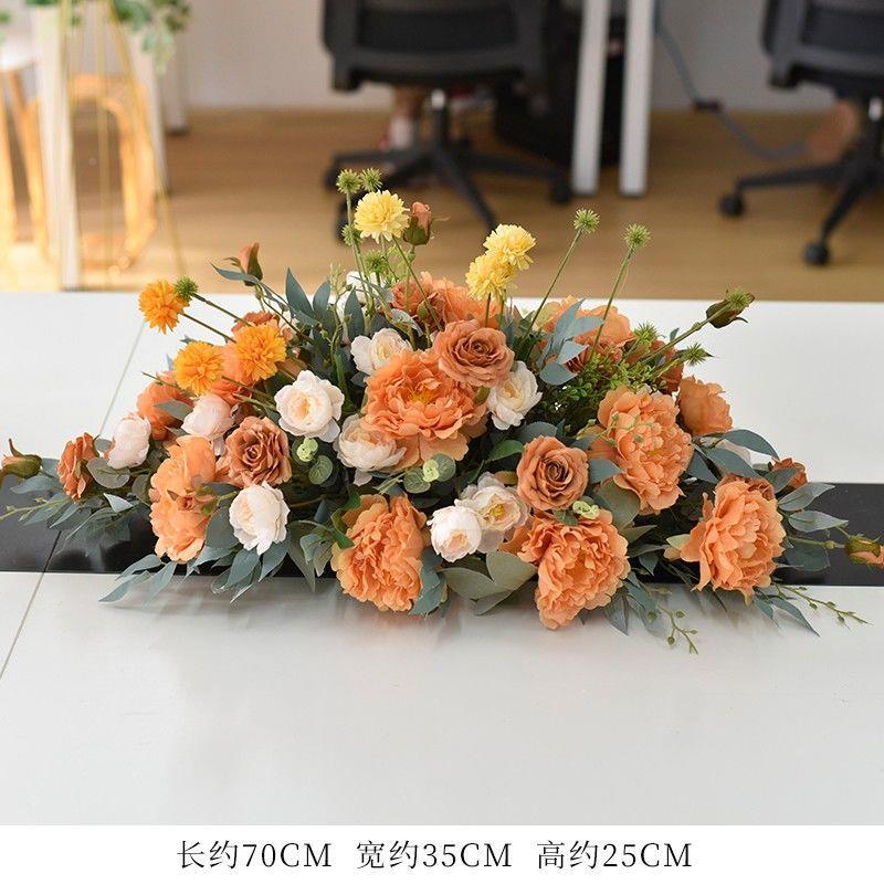 酒店饰桌面摆件花会议桌花商务活动花艺装仿真花913假束到台餐签