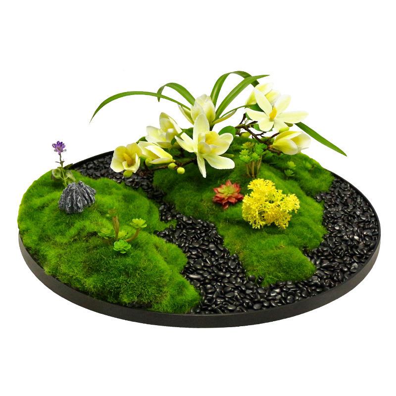 新中式酒店大圆桌花中间电摆桌摆动转盘摆件装饰品景观餐造景EMA