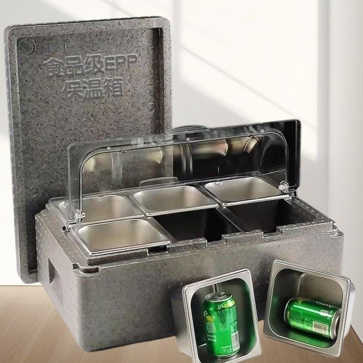 格商用888网保红摊摆冰粉温箱水果冰淇淋冷藏冷热两用多带透明垒