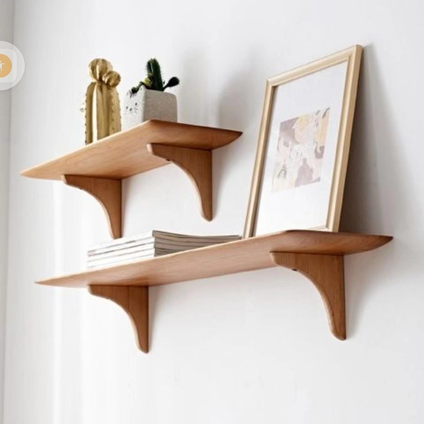 实木精磨一字板置物架卧木室墙面上收纳架日SBL式简约樱桃家用墙