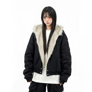 Amoeba美式座山雕毛领加绒加厚棉服夹克男女冬季cleanfit工装外套