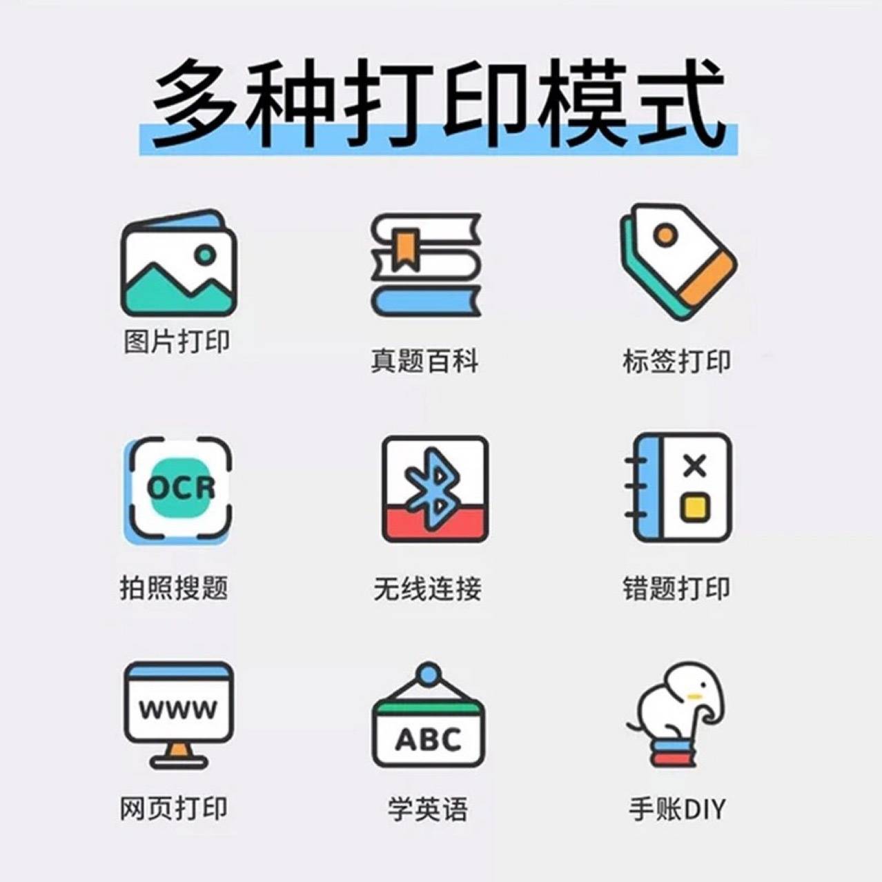 跨境便携式条形码迷你学生错题口袋C17打印机标签照片不干胶热敏