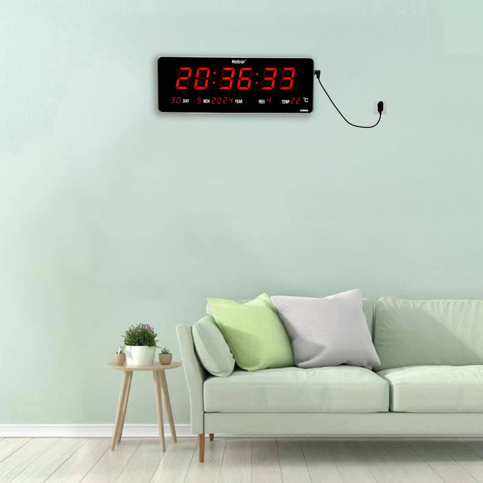 光万年历电子钟3插513办公大屏幕客厅挂夜墙时钟LED静音电计3513C