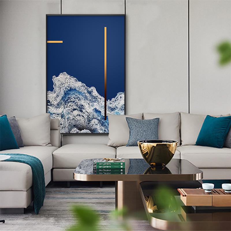 涌潮新中式轻奢饰客QZ202112厅装画大抽象气玄关画挂红蓝竖版走廊