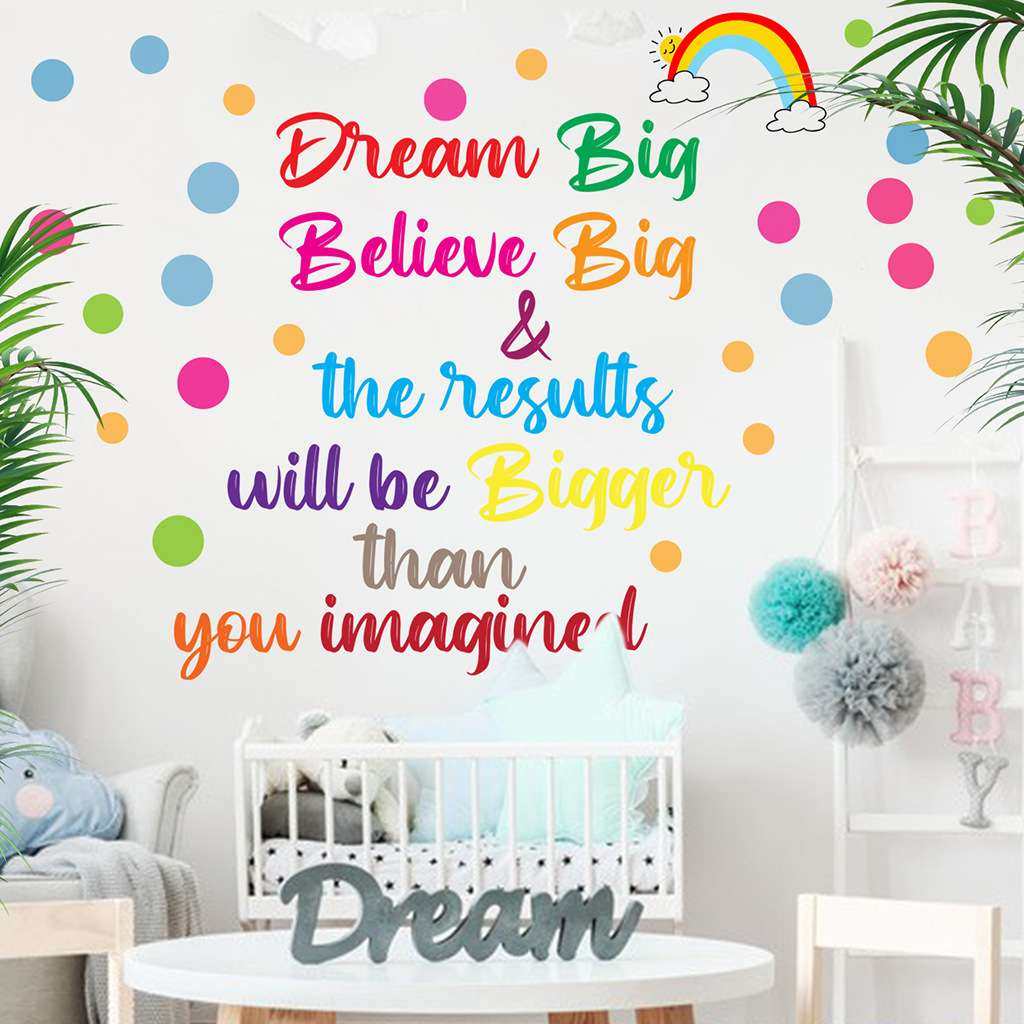 Dream Big英文字母彩虹圆点贴纸PVC磨砂  AF5558跨彩色字母玻璃贴,节庆用品/礼品,装扮布置套餐,淘宝优惠券,粉丝福利购,淘宝优惠卷