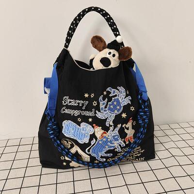 万针刺绣大容量购物袋送延长肩带