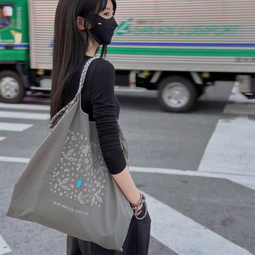 新款ballchain包包刺绣蓝瓶环保袋手提斜挎帆布包购物袋通勤女包